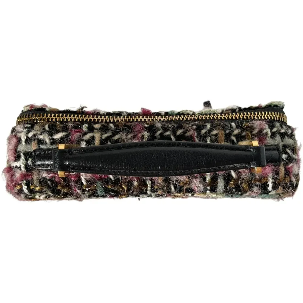 Tory Burch Britten Tweed Small Top Handle Case Bag Crossbody Black Pink